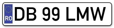 Placuta inmatriculare numar auto  DB-99-LMW, DB 99 LMW, DB99LMW