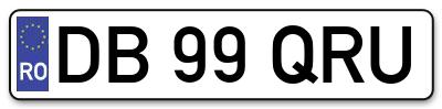 Placuta inmatriculare numar auto  DB-99-QRU, DB 99 QRU, DB99QRU