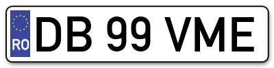 Placuta inmatriculare numar auto  DB-99-VME, DB 99 VME, DB99VME