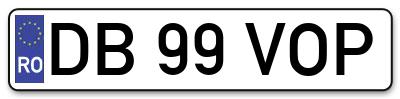 Placuta inmatriculare numar auto  DB-99-VOP, DB 99 VOP, DB99VOP