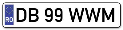 Placuta inmatriculare numar auto  DB-99-WWM, DB 99 WWM, DB99WWM