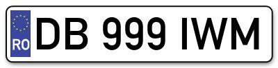 Placuta inmatriculare numar auto  DB-999-IWM, DB 999 IWM, DB999IWM