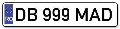 Placuta inmatriculare numar auto  DB-999-MAD, DB 999 MAD, DB999MAD