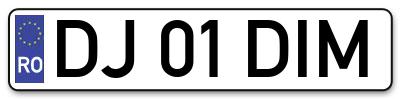 Placuta inmatriculare numar auto  DJ-01-DIM, DJ 01 DIM, DJ01DIM