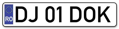 Placuta inmatriculare numar auto  DJ-01-DOK, DJ 01 DOK, DJ01DOK