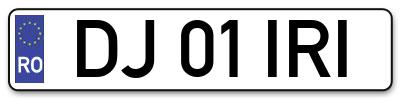 Placuta inmatriculare numar auto  DJ-01-IRI, DJ 01 IRI, DJ01IRI