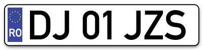Placuta inmatriculare numar auto  DJ-01-JZS, DJ 01 JZS, DJ01JZS
