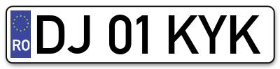 Placuta inmatriculare numar auto  DJ-01-KYK, DJ 01 KYK, DJ01KYK