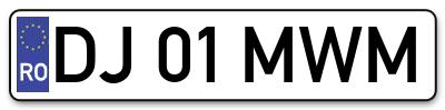 Placuta inmatriculare numar auto  DJ-01-MWM, DJ 01 MWM, DJ01MWM