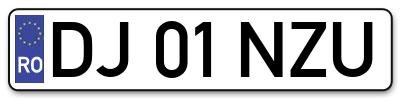 Placuta inmatriculare numar auto  DJ-01-NZU, DJ 01 NZU, DJ01NZU