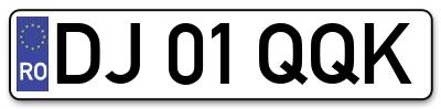 Placuta inmatriculare numar auto  DJ-01-QQK, DJ 01 QQK, DJ01QQK