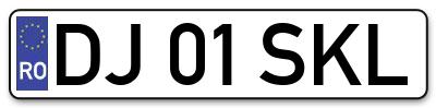 Placuta inmatriculare numar auto  DJ-01-SKL, DJ 01 SKL, DJ01SKL