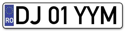 Placuta inmatriculare numar auto  DJ-01-YYM, DJ 01 YYM, DJ01YYM