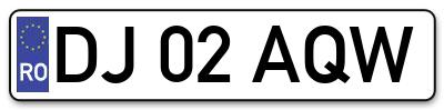 Placuta inmatriculare numar auto  DJ-02-AQW, DJ 02 AQW, DJ02AQW