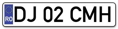Placuta inmatriculare numar auto  DJ-02-CMH, DJ 02 CMH, DJ02CMH