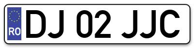 Placuta inmatriculare numar auto  DJ-02-JJC, DJ 02 JJC, DJ02JJC