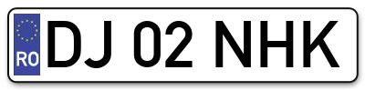 Placuta inmatriculare numar auto  DJ-02-NHK, DJ 02 NHK, DJ02NHK