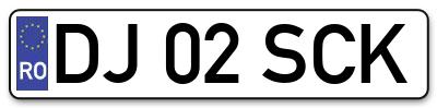 Placuta inmatriculare numar auto  DJ-02-SCK, DJ 02 SCK, DJ02SCK