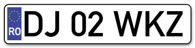 Placuta inmatriculare numar auto  DJ-02-WKZ, DJ 02 WKZ, DJ02WKZ