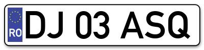 Placuta inmatriculare numar auto  DJ-03-ASQ, DJ 03 ASQ, DJ03ASQ