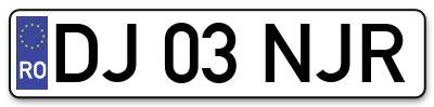 Placuta inmatriculare numar auto  DJ-03-NJR, DJ 03 NJR, DJ03NJR