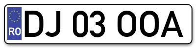 Placuta inmatriculare numar auto  DJ-03-OOA, DJ 03 OOA, DJ03OOA