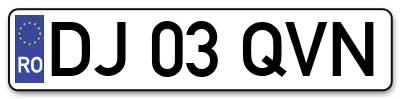 Placuta inmatriculare numar auto  DJ-03-QVN, DJ 03 QVN, DJ03QVN