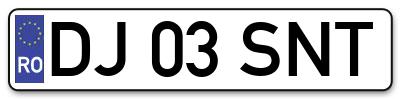 Placuta inmatriculare numar auto  DJ-03-SNT, DJ 03 SNT, DJ03SNT