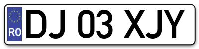 Placuta inmatriculare numar auto  DJ-03-XJY, DJ 03 XJY, DJ03XJY