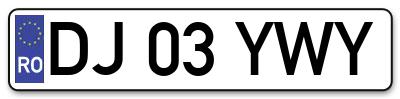 Placuta inmatriculare numar auto  DJ-03-YWY, DJ 03 YWY, DJ03YWY