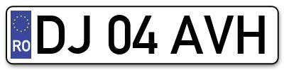 Placuta inmatriculare numar auto  DJ-04-AVH, DJ 04 AVH, DJ04AVH