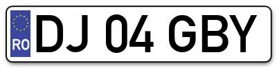 Placuta inmatriculare numar auto  DJ-04-GBY, DJ 04 GBY, DJ04GBY