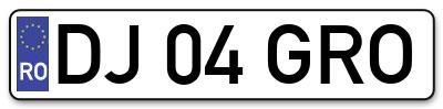 Placuta inmatriculare numar auto  DJ-04-GRO, DJ 04 GRO, DJ04GRO