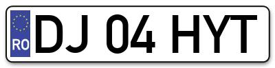 Placuta inmatriculare numar auto  DJ-04-HYT, DJ 04 HYT, DJ04HYT