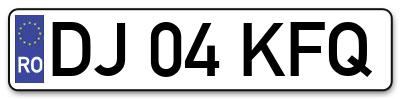 Placuta inmatriculare numar auto  DJ-04-KFQ, DJ 04 KFQ, DJ04KFQ