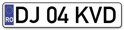 Placuta inmatriculare numar auto  DJ-04-KVD, DJ 04 KVD, DJ04KVD