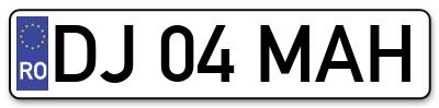 Placuta inmatriculare numar auto  DJ-04-MAH, DJ 04 MAH, DJ04MAH