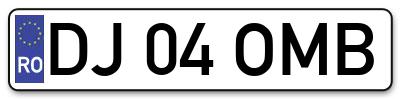 Placuta inmatriculare numar auto  DJ-04-OMB, DJ 04 OMB, DJ04OMB