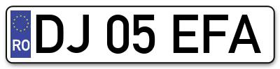 Placuta inmatriculare numar auto  DJ-05-EFA, DJ 05 EFA, DJ05EFA