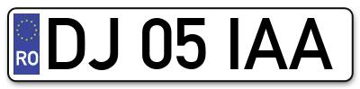 Placuta inmatriculare numar auto  DJ-05-IAA, DJ 05 IAA, DJ05IAA