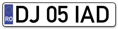 Placuta inmatriculare numar auto  DJ-05-IAD, DJ 05 IAD, DJ05IAD