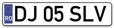 Placuta inmatriculare numar auto  DJ-05-SLV, DJ 05 SLV, DJ05SLV