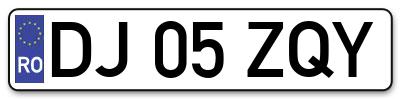 Placuta inmatriculare numar auto  DJ-05-ZQY, DJ 05 ZQY, DJ05ZQY