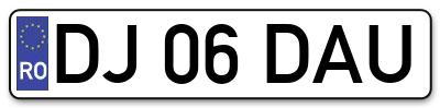 Placuta inmatriculare numar auto  DJ-06-DAU, DJ 06 DAU, DJ06DAU