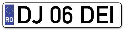 Placuta inmatriculare numar auto  DJ-06-DEI, DJ 06 DEI, DJ06DEI