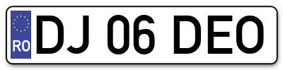 Placuta inmatriculare numar auto  DJ-06-DEO, DJ 06 DEO, DJ06DEO