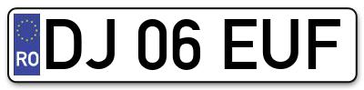Placuta inmatriculare numar auto  DJ-06-EUF, DJ 06 EUF, DJ06EUF