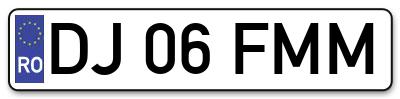 Placuta inmatriculare numar auto  DJ-06-FMM, DJ 06 FMM, DJ06FMM