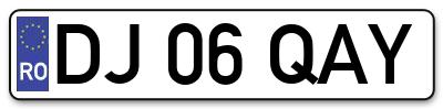Placuta inmatriculare numar auto  DJ-06-QAY, DJ 06 QAY, DJ06QAY