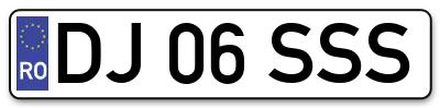Placuta inmatriculare numar auto  DJ-06-SSS, DJ 06 SSS, DJ06SSS